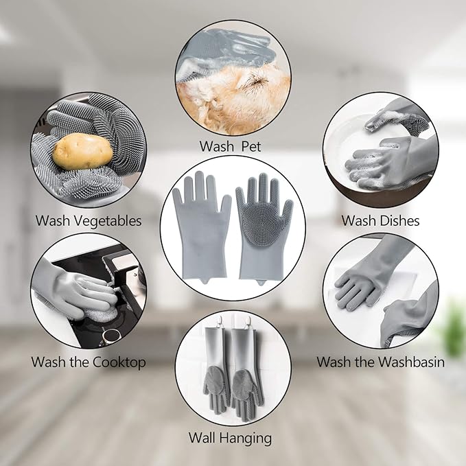 Pet Grooming Gloves - Gentle Dog Bathing Shampoo Brush - Massage Mitt with Enhanced Five Finger Design - Efficient Deshedding Glove for Dogs, Cats, Rabbits and Horses - 1 Pack COMMEMALintRollers