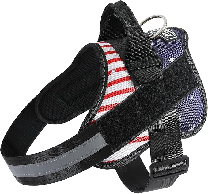 Bolux Dog Harness, No-Pull Reflective Dog Vest, Breathable Adjustable Pet Harness with Handle for Outdoor Walking - No More Pulling, Tugging or Choking (Flag, XS) Bolux
