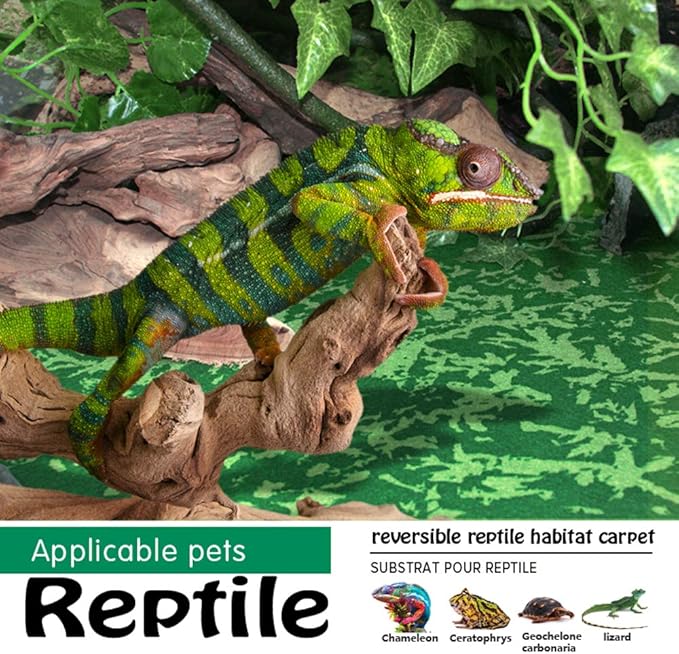 Reptile Carpet, 36 * 18in Pet Terrarium Liner,Reptiles Cage Mat/Substrate for Snakes, Chameleons, Geckos ands Kitchen Use(2sheets) with Tweezers Feeding Tongs bestchoiceforyourreptiles