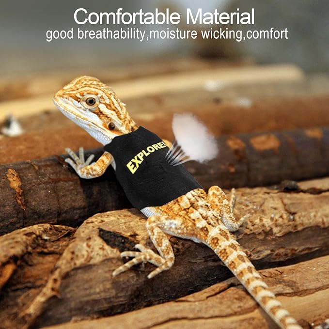 Bearded Dragon Harness and Leash Set - Self-Adhesive Adjustable Lizard Reptiles Harness Bearded Dragon Clothes, Bearded Dragon Accessories with 67in Escape Proof Nylon Leash for Outdoor Walking PAWPICO