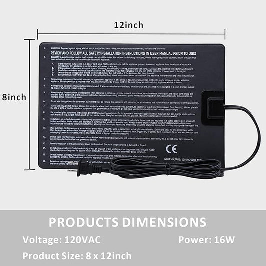 Aiicioo Reptile Heating Pad - Hermit Crab Heater Heat Mat for Reptiles Snake Lizard Terrarium 16 Watt AIICIOO