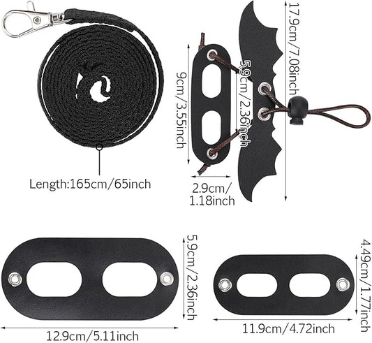 cobee Bearded Dragon Harness and Leash, 3 Pcs Adjustable Lizard Leashes, Soft Leather Reptile Lizard Leash with Cool Wings for Iguana Gecko Chameleon Amphibians Rat Small Pet Animals PAWPICO