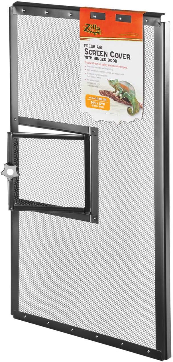 Zilla Fresh Air Terrarium Metal Screen Cover with Door (24 x 12 Inches) Zilla