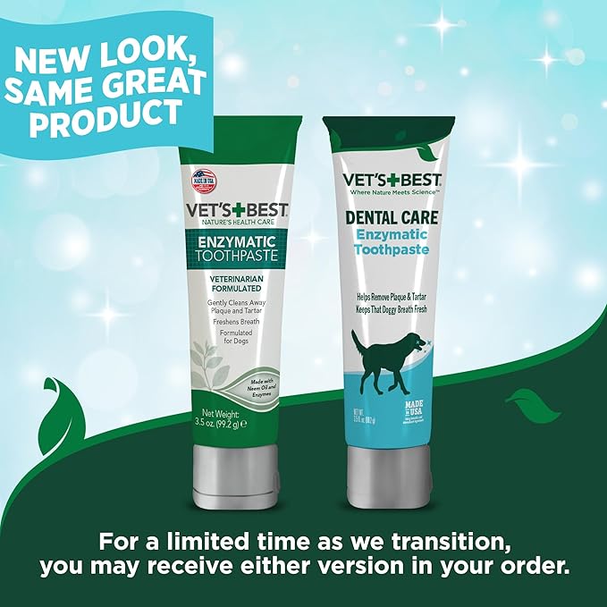 Vet's Best Dog Toothbrush & Enzymatic Toothpaste Kit - Teeth Cleaning - Made with Natural Ingredients - Reduces Plaque, Whitens Teeth, Freshens Breath - Bonus Care Guide & Finger Brush Included VetsBest