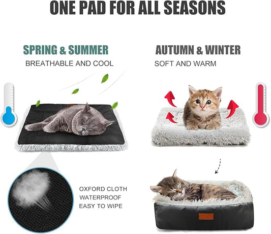 Cat Bed Small Dog Bed 24''X20'' Self Warming Cat Bed Self Heating Cat Pad Extra Warm Thermal Kitten Beds for Indoor Outdoor Kittens Small Pets (Black) - PAWPICO