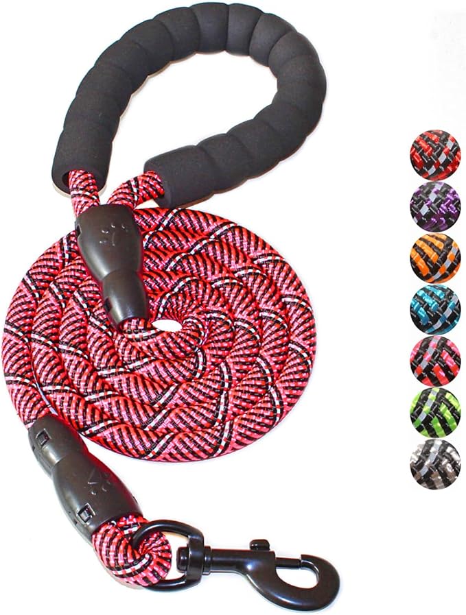 BAAPET 2/4/5/6 FT Dog Leash with Comfortable Padded Handle and Highly Reflective Threads for Small Medium and Large Dogs (5FT-1/2'', Black Pink) BAAPET