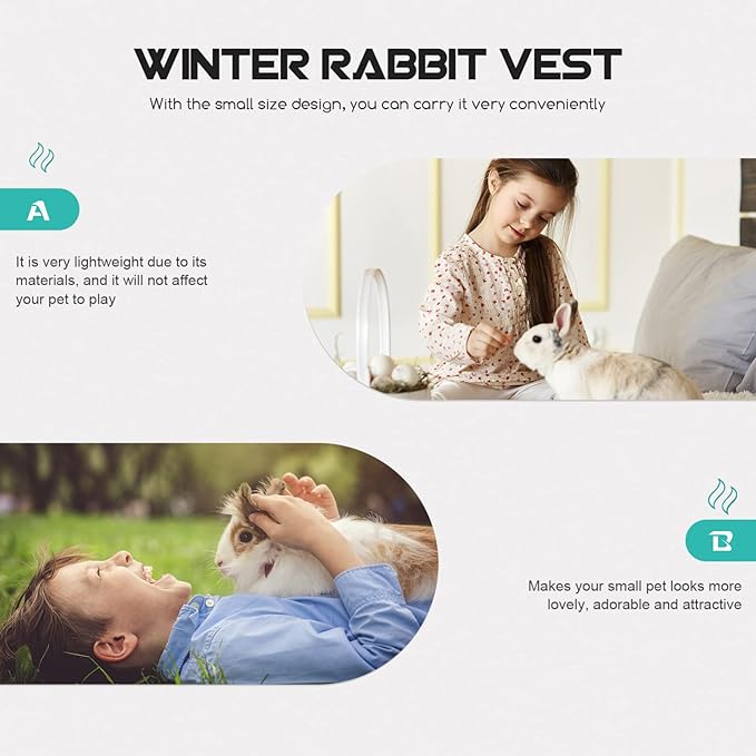 POPETPOP Rabbit Clothes- Winter Warm Rabbit Vest Bunny Dog Shirt Rabbit Sweater Rabbit Winter Accessories for Guinea Pigs Ferret Chinchilla Kitten Puppy (Blue) POPETPOP