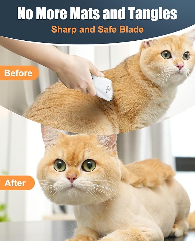 oneisall Pet Clipper for Cat Matted Hair, Pet Shaver for Cats Quiet Pet Hair Clippers Cordless Cat Clippers for Matted Hair Cat Clippers for Long Hair - PAWPICO