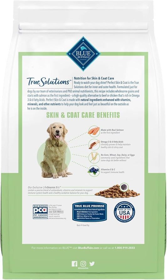Blue Buffalo True Solutions Perfect Skin & Coat Natural Dry Food for Adult Dogs, Salmon, 24-lb. Bag - PAWPICO