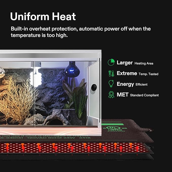 VIVOSUN Reptile Heating Pad 6x8 Inch with Thermostat Combo Under Tank Terrarium Heating Mat for Turtles, Lizards, Frogs, and Other Reptiles VIVOSUN