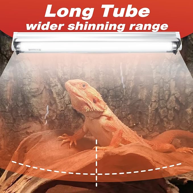 Hypool T8 Strip UVB UVA Reptile Lighting Fixture with 18-Inch 15 Watt UVB 10.0 Fluorescent Bulb Combo Kit 10-Percent UVB Desert Pet Habitat Light for Reptiles Amphibian Hypool