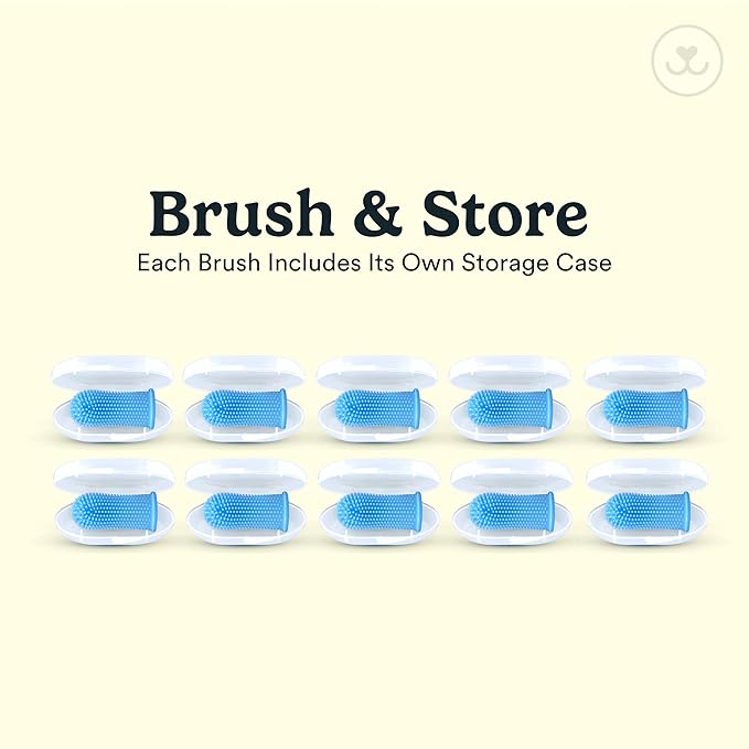 Jasper Dog Toothbrush, 360º Dog Tooth Brushing Kit, Cat Toothbrush, Dog Teeth Cleaning, Dog Finger Toothbrush, Dog Tooth Brush for Small & Large Pets, Dog Toothpaste Not Included, 10-Pack Blue JASPER%C2%AE