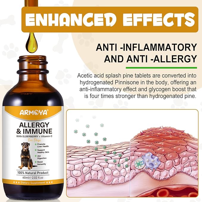Allergy Relief Drops for Dogs - Allergy and Immune - Immune Support Supplement - Dog Supplement - Natural Pet Supplement for Dog Allergy Relief with Turmeric & Milk Thistle PAWPICO