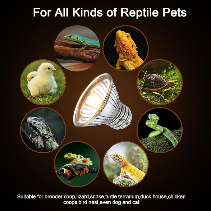 Turtle Reptile Heat Lamp Bulb 50W, UVA UVB Reptile Light Bulb for Turtle Tank, Fit for E26 Base, Fits Reptiles and Amphibian Tanks, Terrariums and Cages, Works with Various Lamp Fixtures PAWPICO