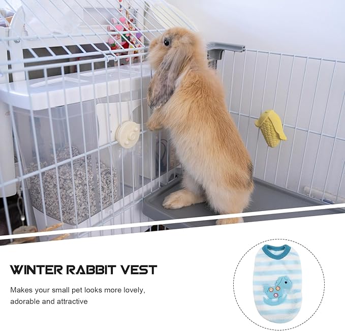 POPETPOP Bunny Vest Small Animal Apparel Winter Warm Rabbit Vest Bunny Rabbit Apparel Adorable Rabbits Garment Warm Pet Rabbit Clothes Winter Jacket Sweater Little Milk Dog Coral Fleece POPETPOP