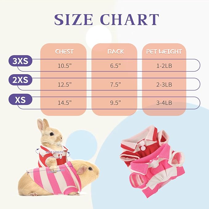 2 Pack Guinea Pig Clothes Rabbit Summer T-Shirt Pet Costume Vest for Small Animal Kitten Ferret Chihuahua Puppy KAMABRIDAL
