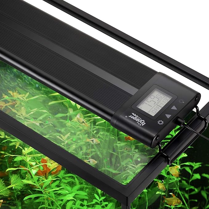 hygger Auto On Off 18-24 Inch LED Aquarium Light Extendable Dimable 7 Colors Full Spectrum Light Fixture for Freshwater Planted Tank Build in Timer Sunrise Sunset hygger
