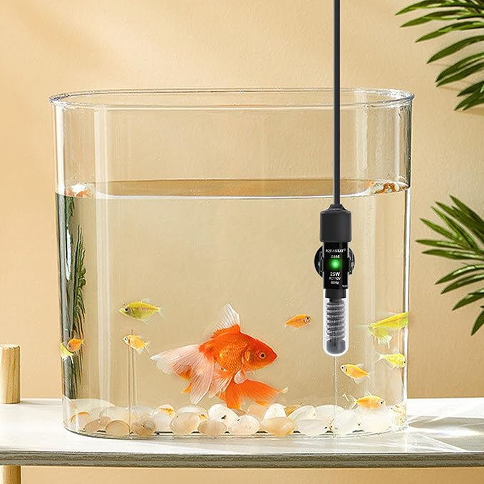AQUANEAT Aquarium Heater, 25W Small Betta Fish Tank Heater, Mini Preset Water Thermostat with a Thermometer Aquaneat