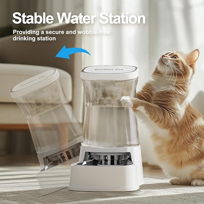 Automatic Gravity Water Dispenser for Dogs, 1Gallon Stainless Steel Water Bowl Dispenser, 100% BPA-Free Dog Water Fountain Dispenser for Small&Medium Dogs, Cats, Puppies(White) - PAWPICO