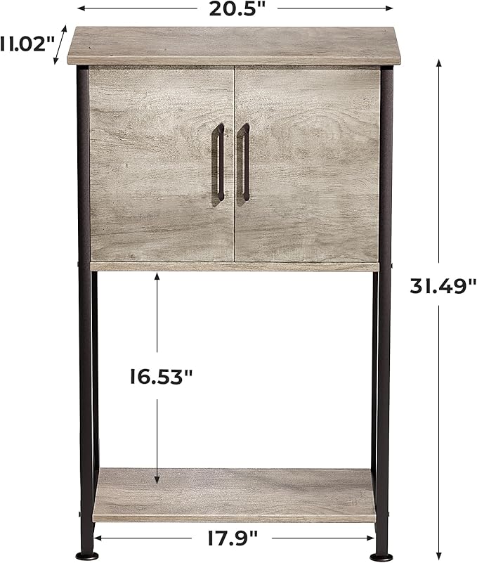 5-10 Gallon Fish Tank Stand, Metal Double Aquarium Stand with Cabinet for Fish Tank Accessories Storage, Heavy Duty 20.5" L* 11.02" W Tabletop, 500LBS Capacity Grey PG06YGZ Herture