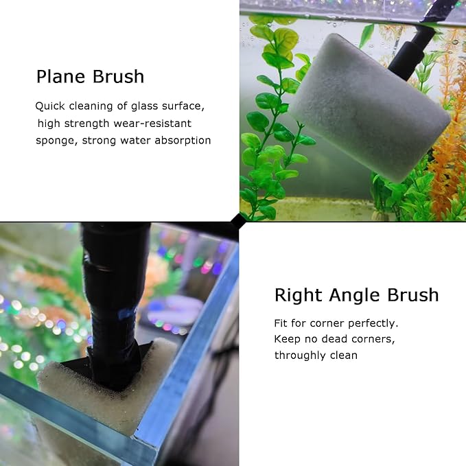 AQUANEAT Fish Tank Cleaning Tools, 6 in 1 Aquarium Cleaning Tools, Including Algae Scraper, Sponge Pad, Fish Net, Gravel Rake and Cleaning Brush Aquaneat