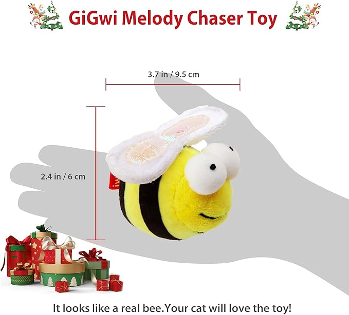 Gigwi Interactive Squeaking Cat Toy,Chirpy Bee Sound Toy for Cats,Melody Chaser Play Squeak Kitten Toy for Boredom - PAWPICO