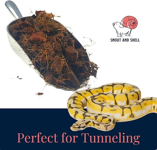 Snout and Shell Coco Chip Reptile & Amphibian Bedding 1.1 lb - Perfect for Snakes, Lizards & Tortoises Tunneling - 100% Organic Coconut Chip - 500 Grams SNOUTANDSHELL