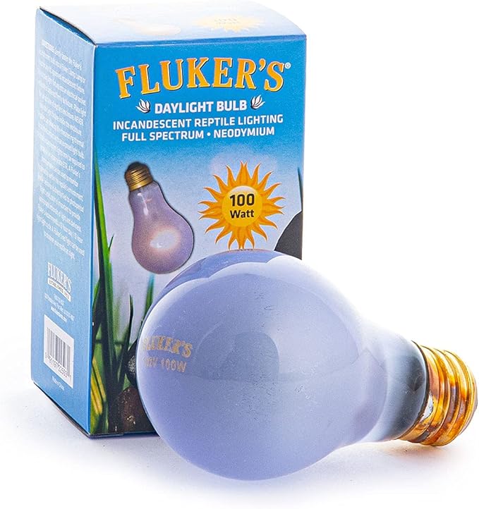Fluker's Incandescent Reptile Lighting, Full Spectrum Daylight Bulb for Reptiles, Made with Neodymium, Provides Infrared Light, 100-Watt Flukers