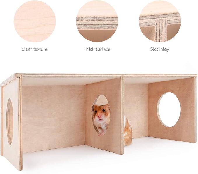 Niteangel Hamster Secret Peep Shed 2-Chamber Hideout & Tunnel Exploring Toys (Large - for Syrian Hamster) Niteangel
