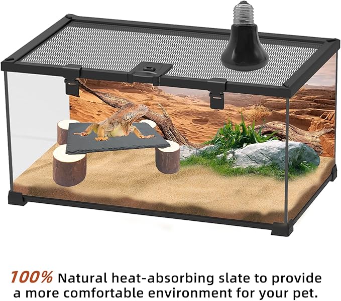 Bearded Dragon Basking Platform with Wooden Pile,Reptiles Hideout Cave,Turtle Basking Rock,Terrarium Habitat Decor Tank Accessories for Tortoise Lizards Snakes Chameleon Style D Gxsdj