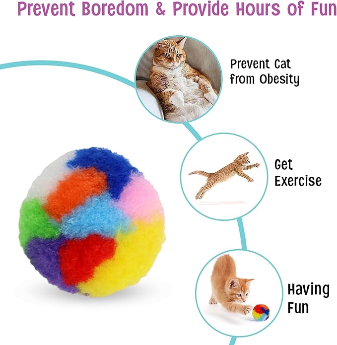 Ethical SPOT Kitty Yarn Puffs Colorful Woolen Yarn Cat Toy Contains Catnip 1.5" Pack of 4 Pet - PAWPICO