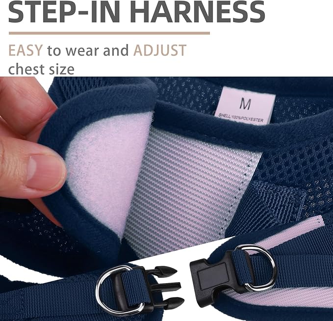 PUPTECK Adjustable Dog Harness Collar and Leash Set Step in No Pull Pet Harness for Small Medium Dogs Puppy and Cats Outdoor Walking Running, Soft Mesh Padded Reflective Vest Harnesses PUPTECK