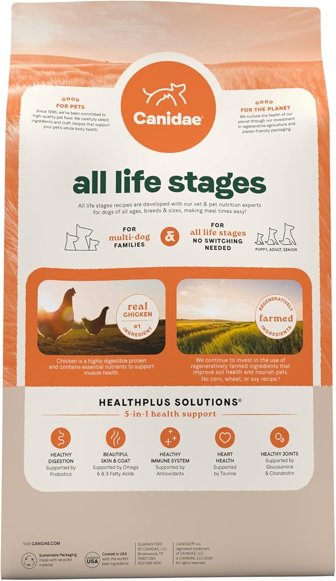 Canidae All Life Stages Multi-Protein Recipe with Chicken, Turkey, Lamb, and Fish – High Protein Premium Dry Dog Food for All Ages, Breeds, and Sizes– 27 lbs. - PAWPICO