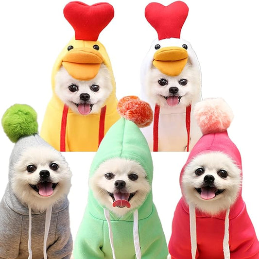 Warm Dog Winter Clothes Cute Fruit Dog Coat Hoodies Fleece Pet Dogs Costume Jacket for French Bulldog Chihuahua Ropa para Perro(4 White Duck,L) - PAWPICO