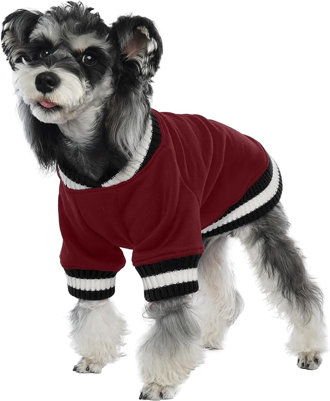 FUAMEY Dog Pullover Sweatshirt,Dog Winter Sweaters Warm Dog Clothes Dog Vest Thick Puppy Pullover Soft Pet Fleece Sweater Cute Doggie Boy Girl Outfit for Small Medium Dogs Wine-red S - PAWPICO