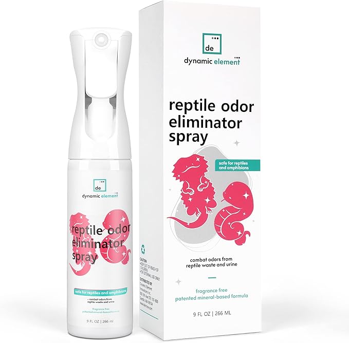 Reptile Tank Odor Eliminator Spray – Unscented Natural Mineral Formula - Remove Waste Smells in Bearded Dragon and Turtle Tanks – 9 Fl Oz Dynamic+Element