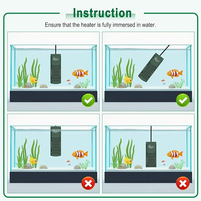 AQQA Aquarium Heater, 300W/500W/800W Submersible Fish Tank Heater with PTC Rapid Heating, Precise Digital Temperature Controller, LED Display with Memory Function for Up to 250 Gallon Freshwater Tank AQQA