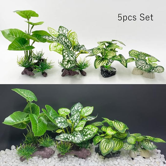 Smoothedo-Pets Fish Tank Decorations Aquarium Decoration Ornaments Accessories Betta Fish Hides Cave Rest Soft Leaf (Mix-Leaf-Set-C) EnvironmentFriendlyArtificialPlasticPlantAquariumDecoration