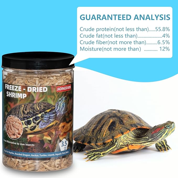 Freeze Dried Shrimp – 3.5 Oz Freeze Dried River Shrimp, Shrimp Turtle Food, Turtle Shrimp, Nutrient-Rich Shrimp Treat for Reptiles, Aquatic Turtles, Sugar Gliders, Hedgehogs, Tropical Fish Jadingfarm