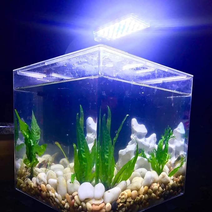 10W Super Slim Aquarium Fish Tank 5730 LED Light Clip-on Lamp Aquatic Plant Lighting (Black Body White+Blue Light) ICINSTANTCOACH
