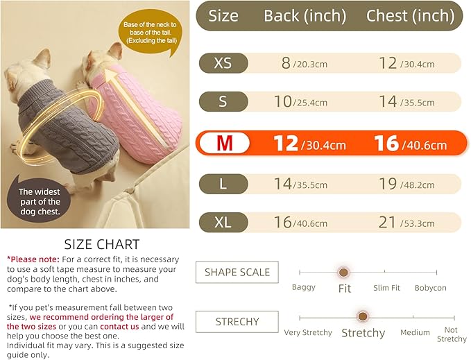 2 Pack Dog Sweaters for Small Dogs - Puppy Medium Warm Clothes in Winter, Turtleneck Pullover Design for Boy Girl Pet, Doggie, Cat, Kitten Chihuahua Bulldog Pug Beagles (M, Grey, Beige) - PAWPICO