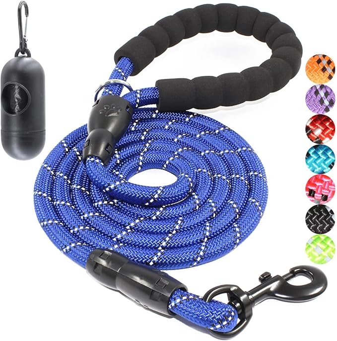 BAAPET 2/4/5/6 FT Dog Leash with Comfortable Padded Handle and Highly Reflective Threads for Small Medium and Large Dogs (6FT-1/2'', Navy Blue) BAAPET