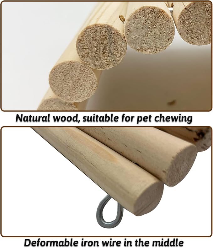 Hamiledyi Wooden Reptile Hideout Bearded Dragon Bendy Bridge Climbing Ladder Hiding Hut Reptiles Hide Cave Habitat Decor for Lizards Gecko Spiders Snakes Tortoise(15.66 x 7.8in) Hamiledyi