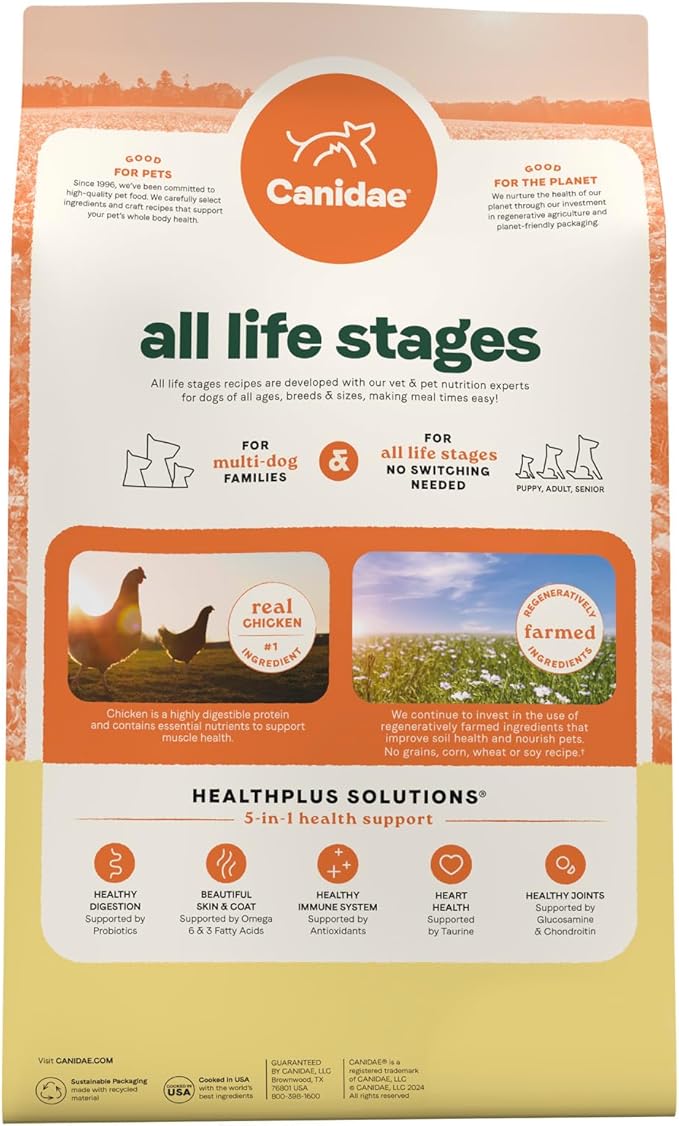 Canidae All Life Stages Real Chicken & Potato Recipe – High Protein and Grain-Free Premium Dry Dog Food for All Ages, Breeds, and Sizes– 24 lbs. - PAWPICO
