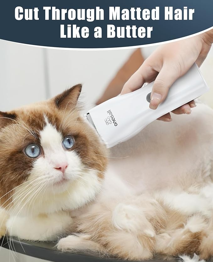 oneisall Pet Clipper for Cat Matted Hair, Pet Shaver for Cats Quiet Pet Hair Clippers Cordless Cat Clippers for Matted Hair Cat Clippers for Long Hair - PAWPICO