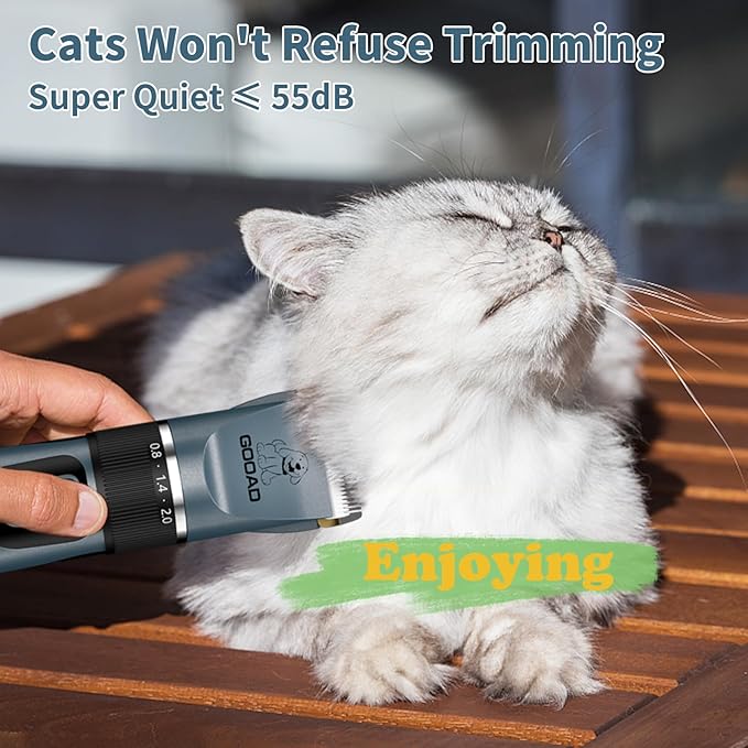 Cat Clippers for Matted Hair, Cat Grooming Kit, Cordless Cat Shaver for Long Hair, Low Noise Paw Trimmer, Cat Hair Trimmer for Grooming,Quiet Pet Hair Clippers Tools for Cats Dogs (Blue) - PAWPICO