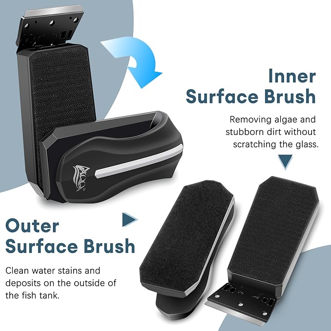 AQQA Aquarium Magnet Glass/Acrylic Cleaner,Fish Tank Cleaner Brush,Magnetic Algae Scrapers Cleaning Tools with 2 Detachable Scrapers,Floating Freshwater Saltwater (XL) AQQA