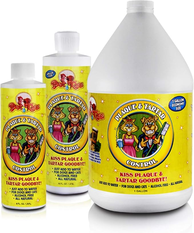 Pet Kiss Plaque and Tartar Water Additive Oral Care for Pets, 8-Ounce PetKiss