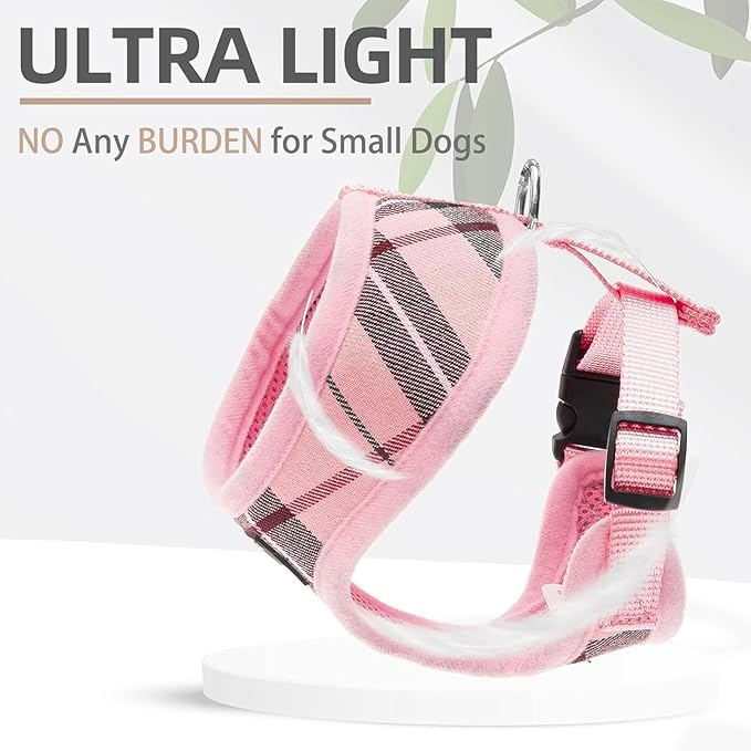 PUPTECK Soft Mesh Dog Harness and Leash Set Pet Puppy Cat Comfort Padded Vest No Pull Harnesses, Light Pink, XL PUPTECK