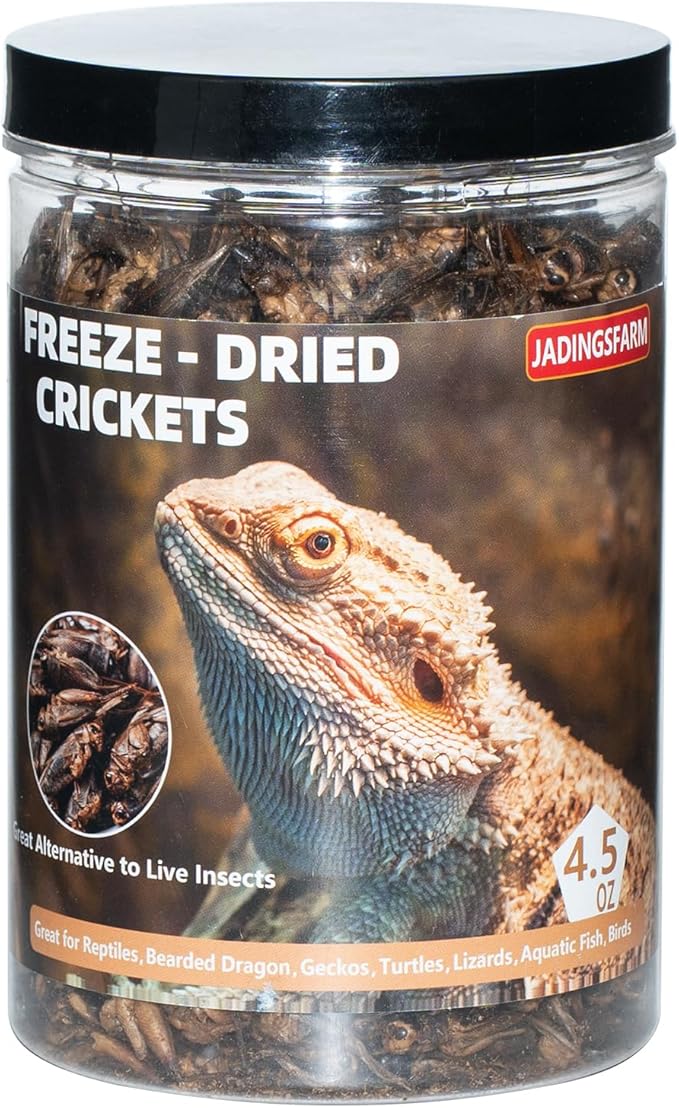 Freeze Dried Crickets – 4.5 Oz High Protein Freeze Dried Crickets, Food for Reptiles, Bearded Dragons, Lizards, Geckos, Birds, Fish,Hedgehogs, Bearded Dragon Food Jadingfarm